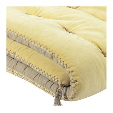 Futon Matteo Velours / Lin Jaune Pastel 180x80 Blanc d'Ivoire