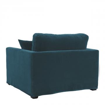 Fauteuil Angie Velours Bleu Paon Blanc d'Ivoire