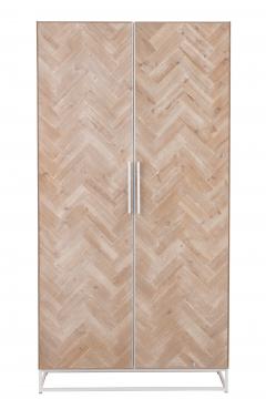 Armoire 2 Portes Zig Zag Naturel Blanc