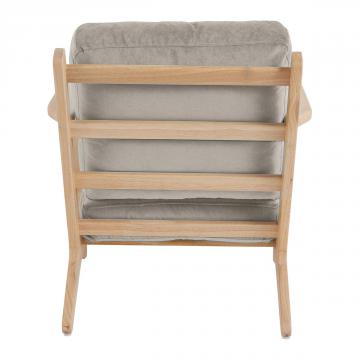 Fauteuil Jules Velours Gris Perle Blanc d'Ivoire