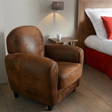 Fauteuil Club Microfibres Marron