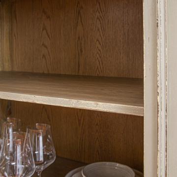 Buffet Bas 2 Portes Joséphine Gris Vieilli Plateau Chêne