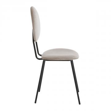 Chaise Colette Velours Gris Perle Blanc d'Ivoire