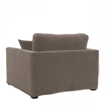 Fauteuil Angie Velours Taupe Blanc d'Ivoire