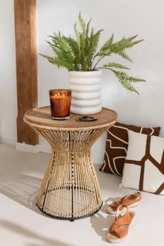 Table d'Appoint Rainures Rotin Naturel