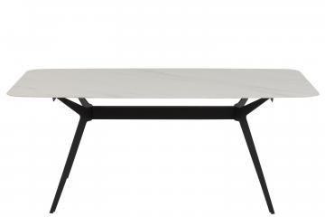 Table à Manger Rectangulaire Métal Porcelaine Blanc