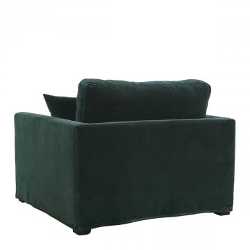 Fauteuil Angie Velours Vert Forêt Blanc d'Ivoire