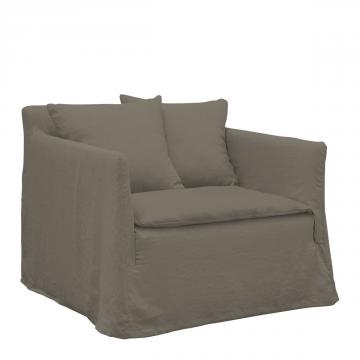 Fauteuil Gabriel 100% Lin Taupe Blanc d'Ivoire