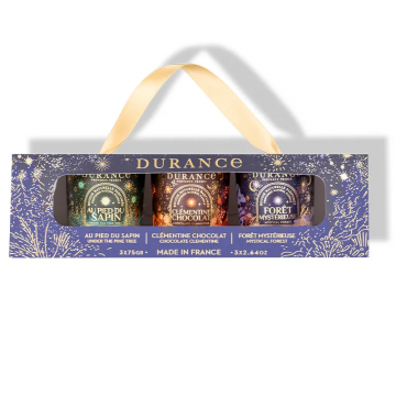 Coffret Noël 2025 Bougies Parfumées Durance (Sapin - Clémentine Chocolat - Forêt Myst)