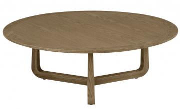 Table Basse Maxine Ronde Chêne ø100cm Blanc d'Ivoire