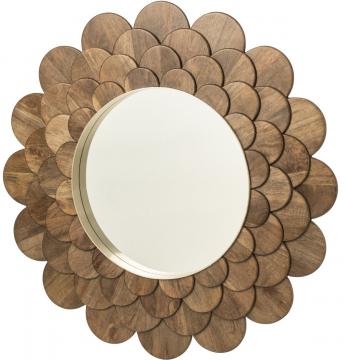 Miroir Mural Fleur Bois Manguier ø120cm