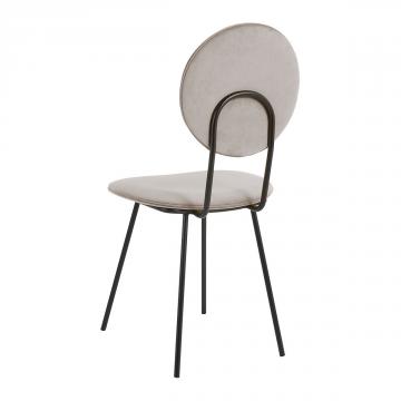 Chaise Colette Velours Gris Perle Blanc d'Ivoire
