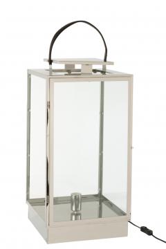 Lanterne Electrique Métal Argenté GM