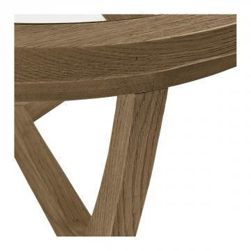Table Basse Maxton Chêne Verre PM Blanc d'Ivoire