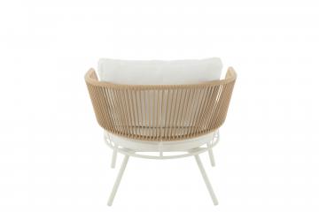 Salon de Jardin Poa Blanc Naturel 3 Pièces