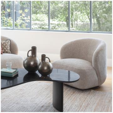Fauteuil Lisette Jacquard de Velours Sable Pivotant