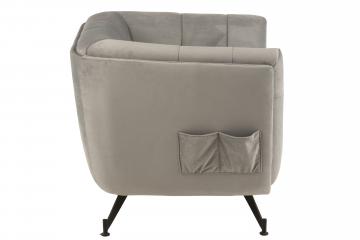 Fauteuil Velours Lounge Gris Clair