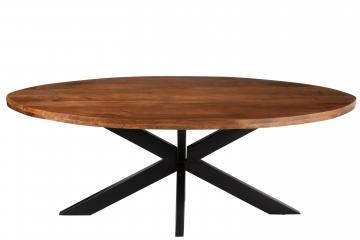 Table à Manger Ovale Acacia Foncé 210cm