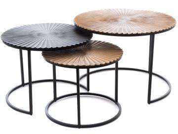S/3 Tables Basses Fleurs Aluminium