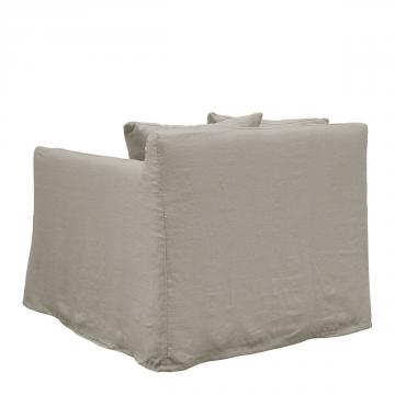Fauteuil Gabriel Lin Mélangé Gris Clair Blanc d'Ivoire