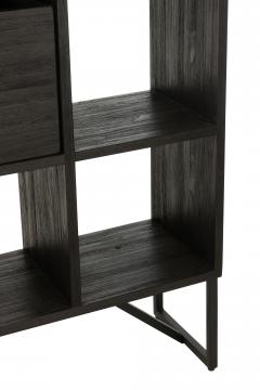 Cabinet Etagère Tiroirs Teck Noir Recyclé