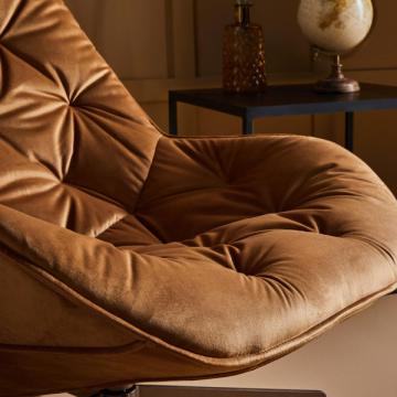 Fauteuil Velours Camel James Pivotant