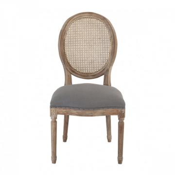 Chaise Médaillon Jute Grise Dossier Cannée