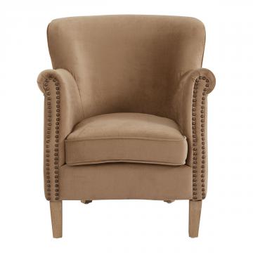 Fauteuil Claude Velours Cannelle Blanc d'Ivoire