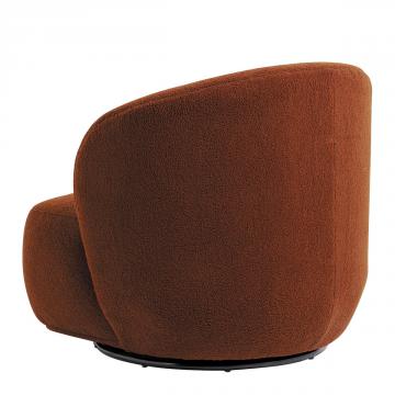 Fauteuil Lisette Bouclette Terracotta Pivotant Blanc d'Ivoire