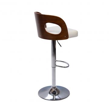 Tabouret de Bar Emilie Simili Blanc Bois Métal