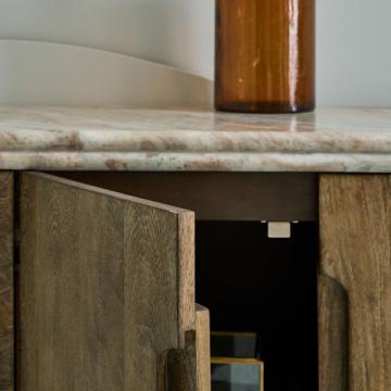 Meuble TV Buren Bois Massif Marbre