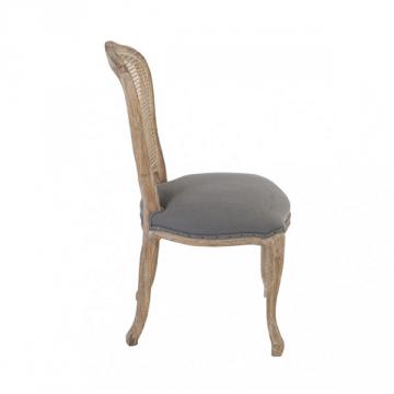 Chaise Louis XV Jute Grise Dossier Cannée