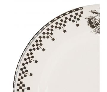6 Assiettes Plates Damier Anthracite Comptoir de Famille