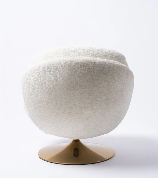 Fauteuil Memento Velours Blanc Pied Doré