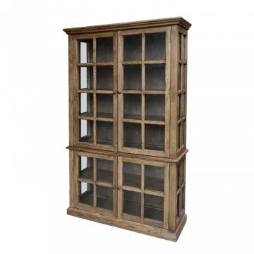 Armoire Vitrine Marseille 4 Portes Vitrées Bois Naturel