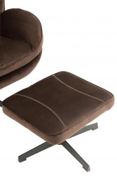 Fauteuil Relax + Repose Pieds Velours Marron