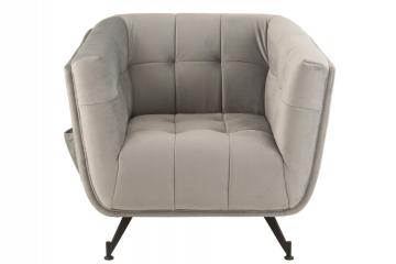 Fauteuil Velours Lounge Gris Clair