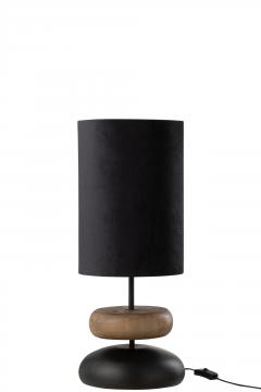 Lampe Jade Métal Noir Bois Naturel