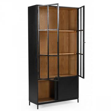 Vitrine 2 Portes Yalta Bois Métal Noir