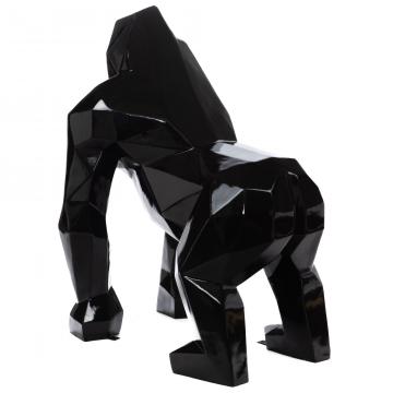 Statue Gorille Origami Noir Brillant 140cm (Outdoor)