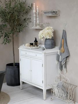 Buffet 2 Portes 1 Tiroir Rainures Blanc Antic