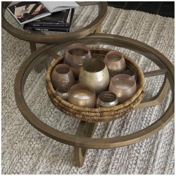 Table Basse Maxton Chêne Verre GM Blanc d'Ivoire