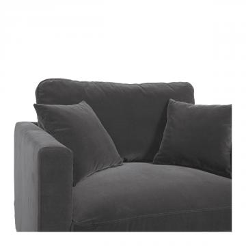 Fauteuil Angie Velours Gris Foncé Blanc d'Ivoire