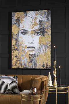 Tableau Cadre Visage Femme Noir-Or