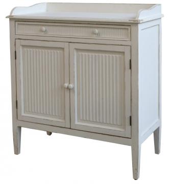 Buffet 2 Portes 1 Tiroir Rainures Blanc Antic