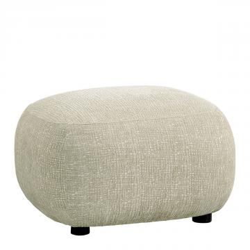 Pouf Lisette Jacquard de Velours Sable Blanc d'Ivoire