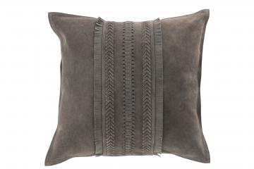 Coussin Carré Cuir Gris