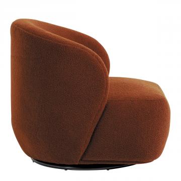 Fauteuil Lisette Bouclette Terracotta Pivotant Blanc d'Ivoire