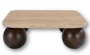 Table Basse Carrée Davao Bois Travertin Athezza