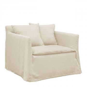 Fauteuil Gabriel Lin Mélangé Ecru Blanc d'Ivoire